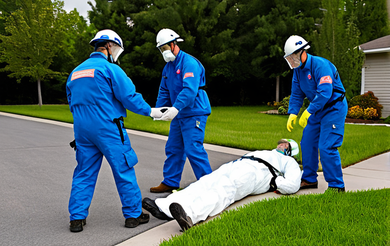 Disaster Response Training Simulation**

"A professional emergency response team participating in a disaster simulation exercise in a suburban environment, fully clothed in appropriate gear, practicing evacuation procedures and first aid, safe for work, perfect anatomy, natural proportions, dynamic composition, professional photography, high quality, family-friendly."

**