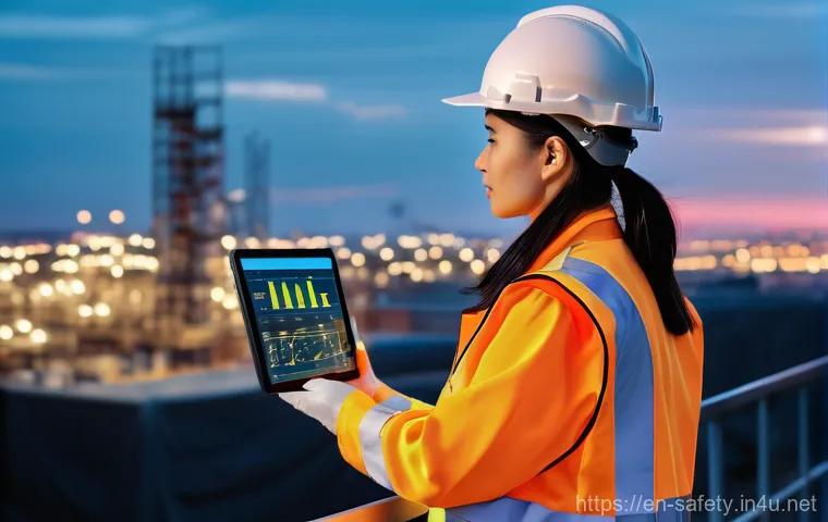 건설현장 안전감독의 필수 역량 - **Image Prompt: Proactive Toolbox Talk on a Construction Site**
    A diverse group of five construc...
