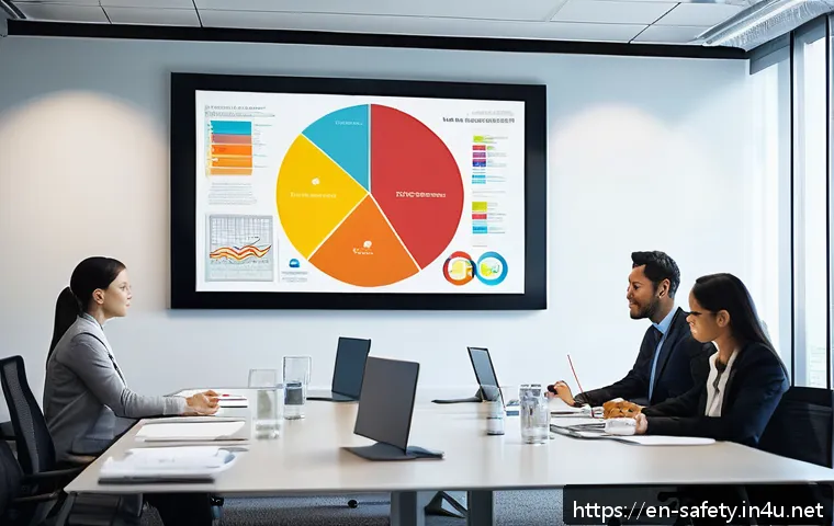 안전관리 직무에서의 보고서 작성법 - A detailed, realistic office scene showing a safety incident report meeting in progress: diverse pro...